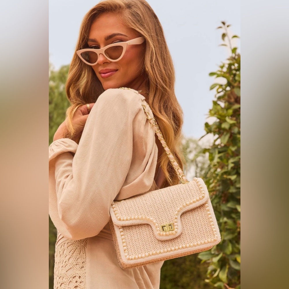 Vici Cream Jenie Straw Shoulder Bag
